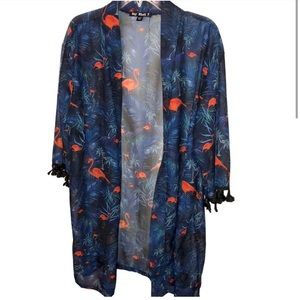 Say What? Flamingo Kimono Cover Up One Size NWT